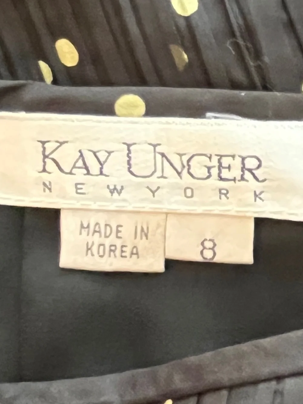 Kay Unger Pleated Tiered Polka Dot Black Skirt Size 8